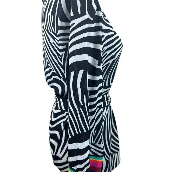 Trina Turk INC zebra print kimono top with rainbow print on sleeves size medium - Picture 6 of 11